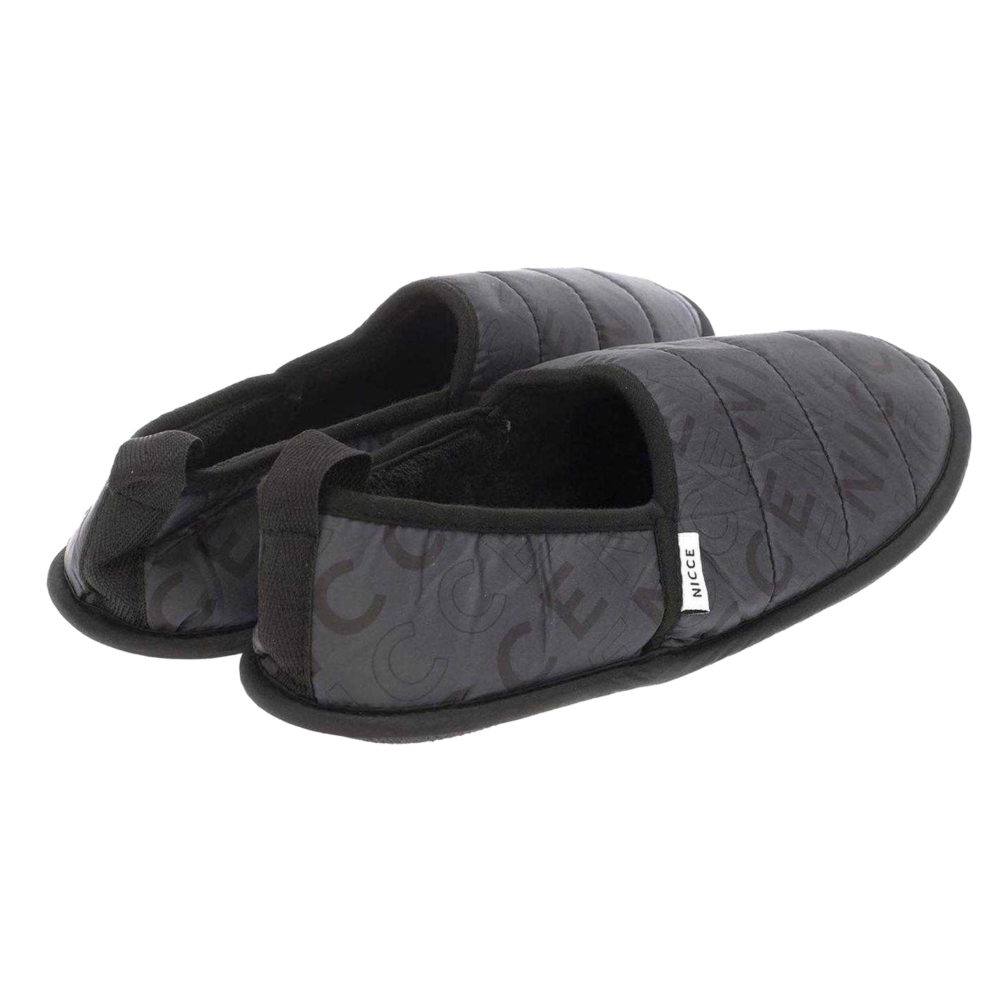 Charcoal - Back - Nicce Mens Quilted Mule Slippers