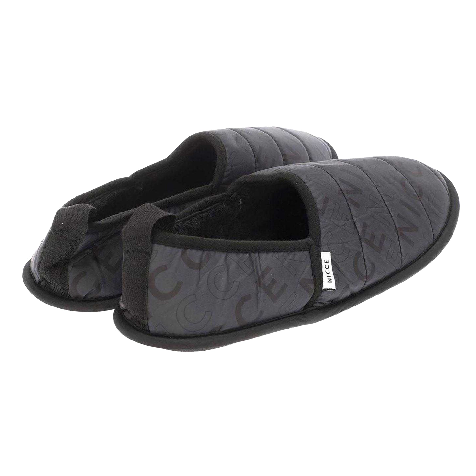 Charcoal - Back - Nicce Mens Quilted Mule Slippers