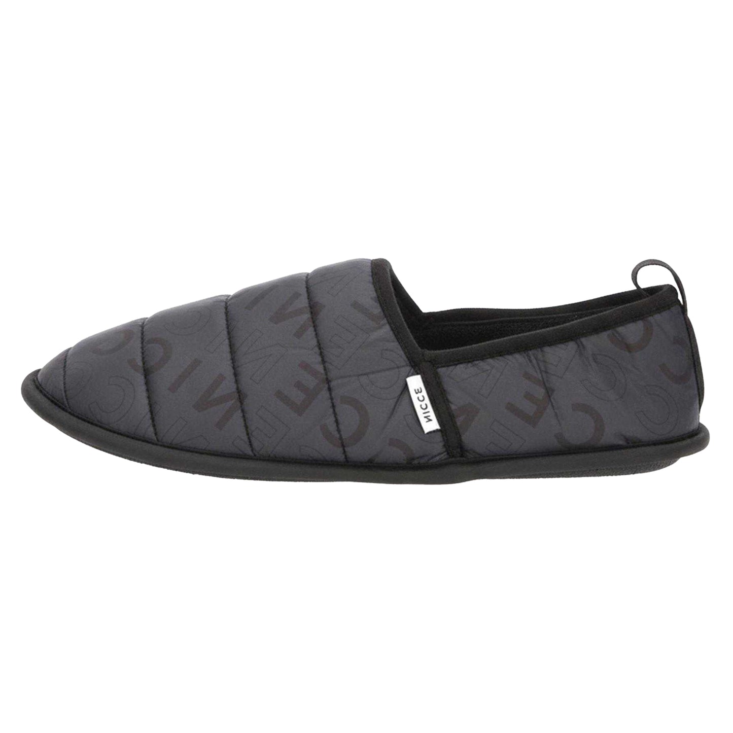 Charcoal - Side - Nicce Mens Quilted Mule Slippers