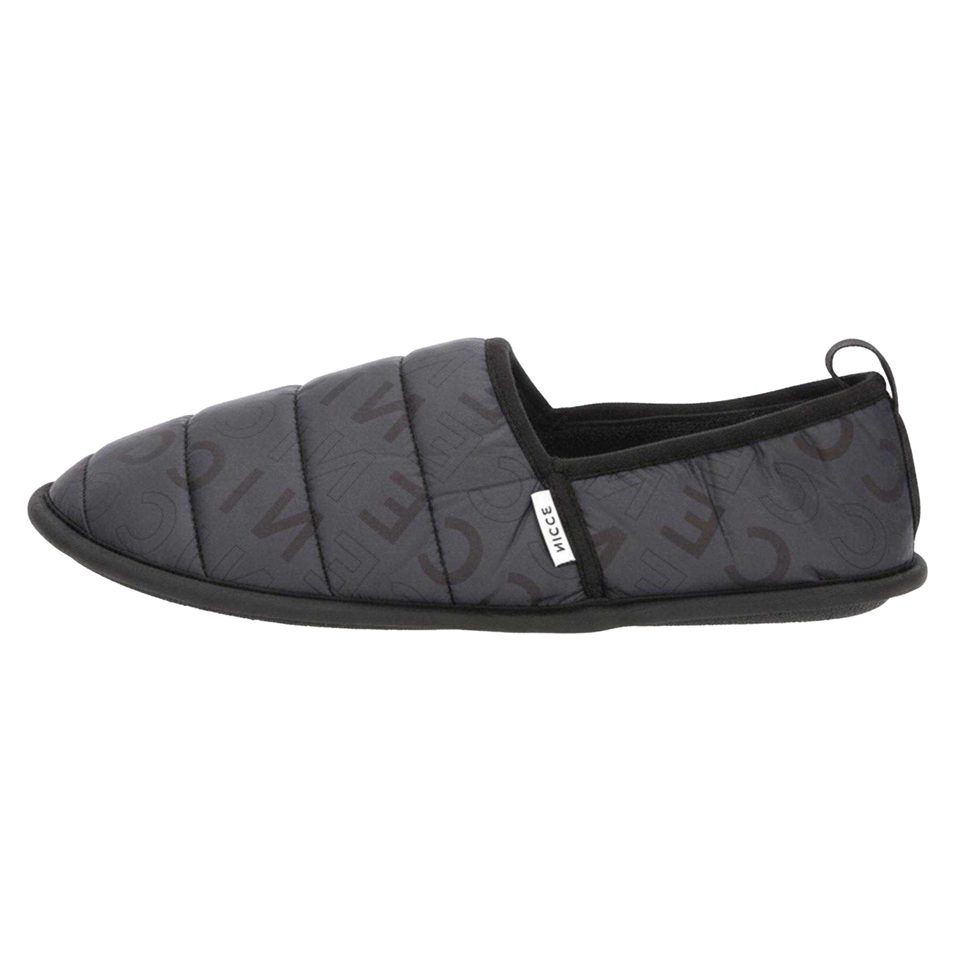 Charcoal - Side - Nicce Mens Quilted Mule Slippers