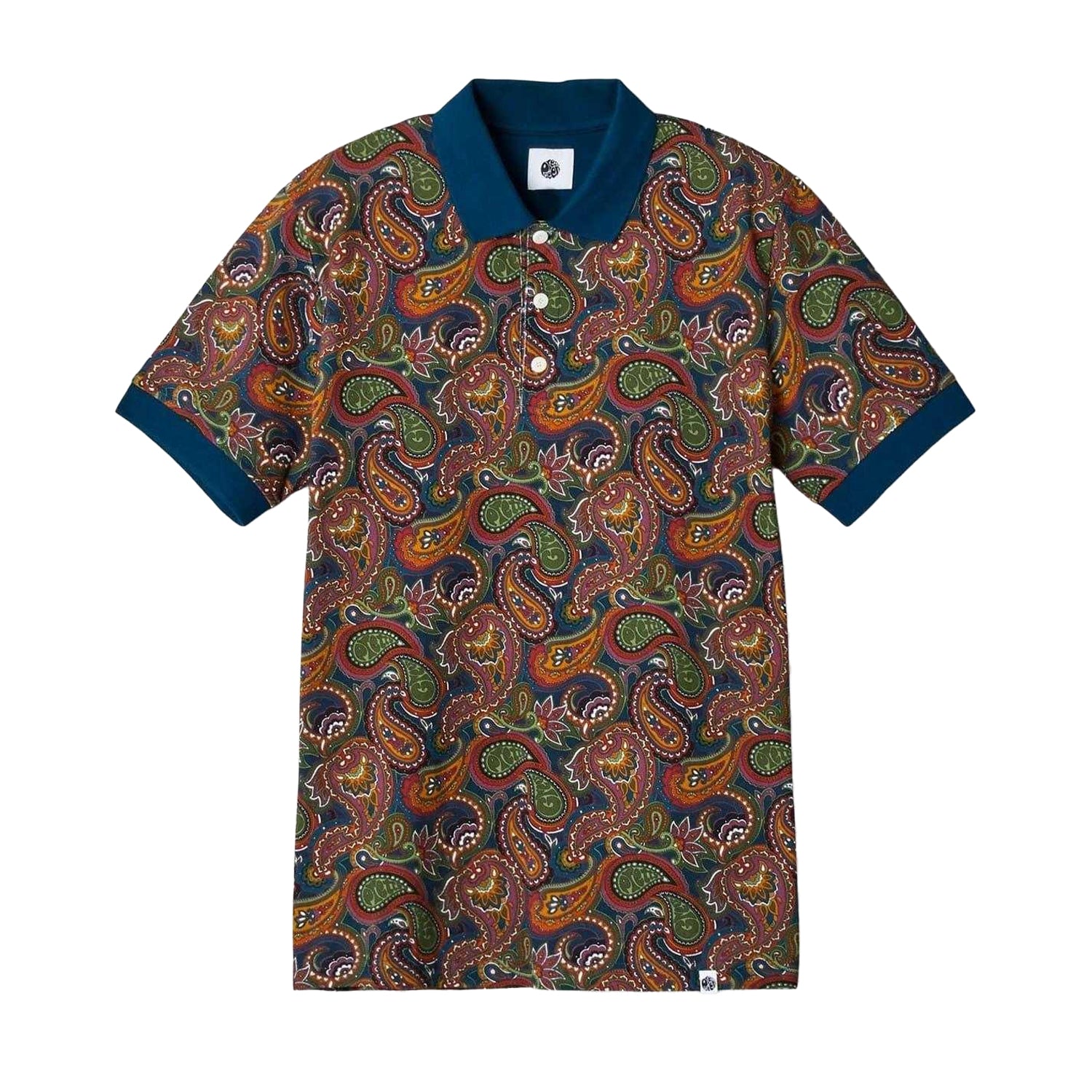 Brown-Navy - Front - Pretty Green Mens Paisley Short-Sleeved Polo Shirt