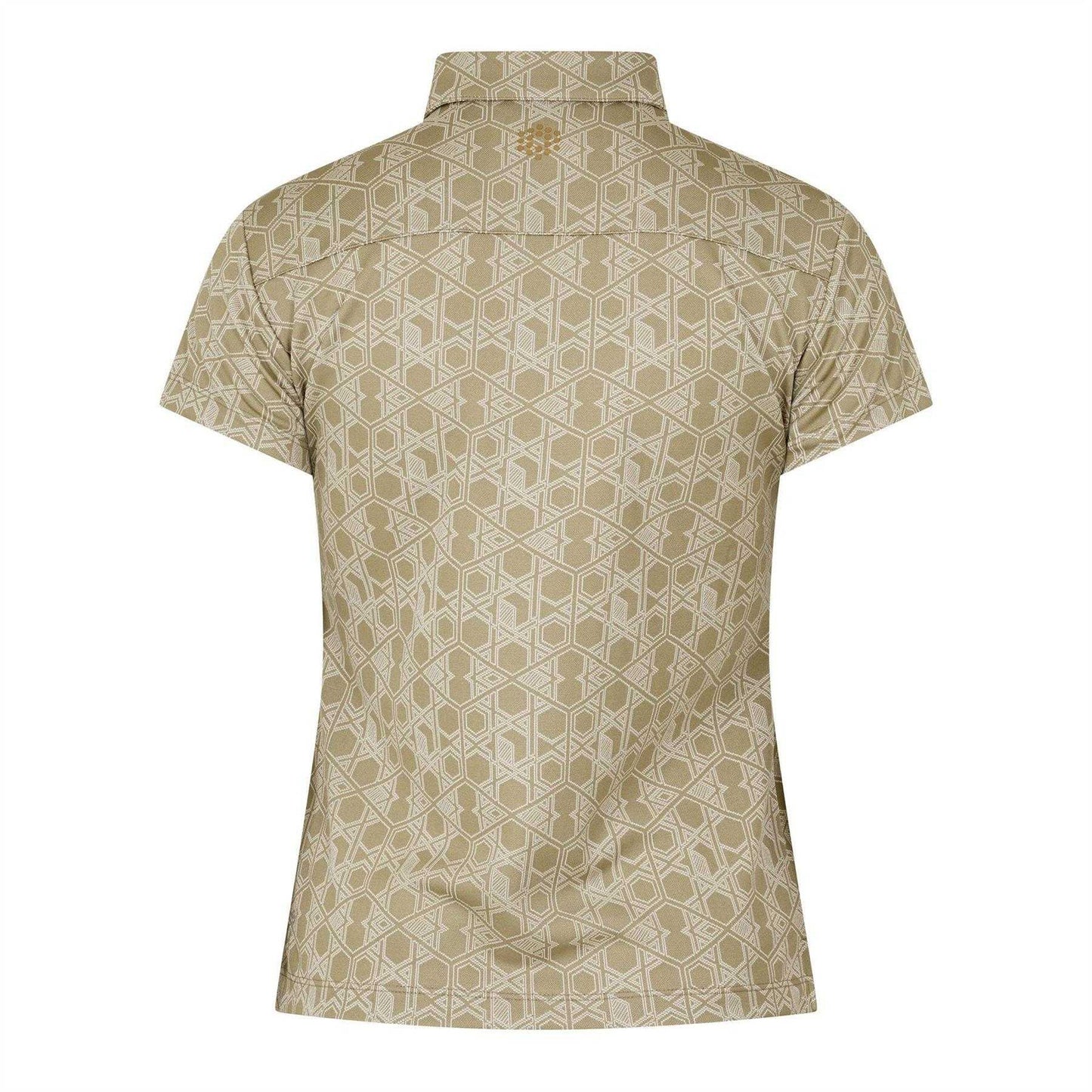 Beige - Back - Puma Womens-Ladies Hexagon Short-Sleeved Golf Polo Shirt