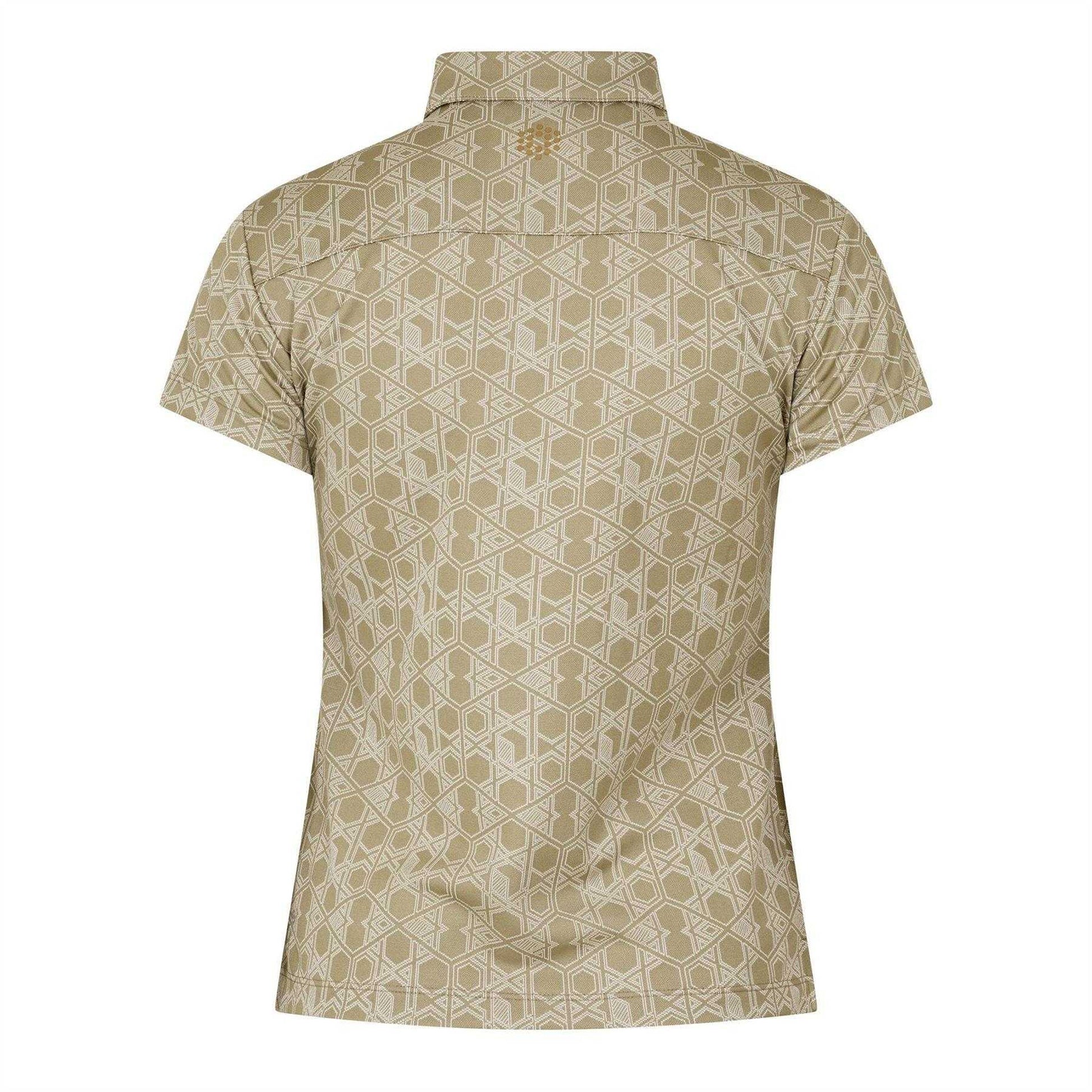 Beige - Back - Puma Womens-Ladies Hexagon Short-Sleeved Golf Polo Shirt