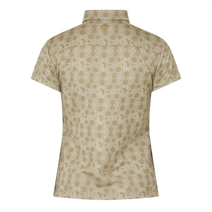 Beige - Back - Puma Womens-Ladies Hexagon Short-Sleeved Golf Polo Shirt