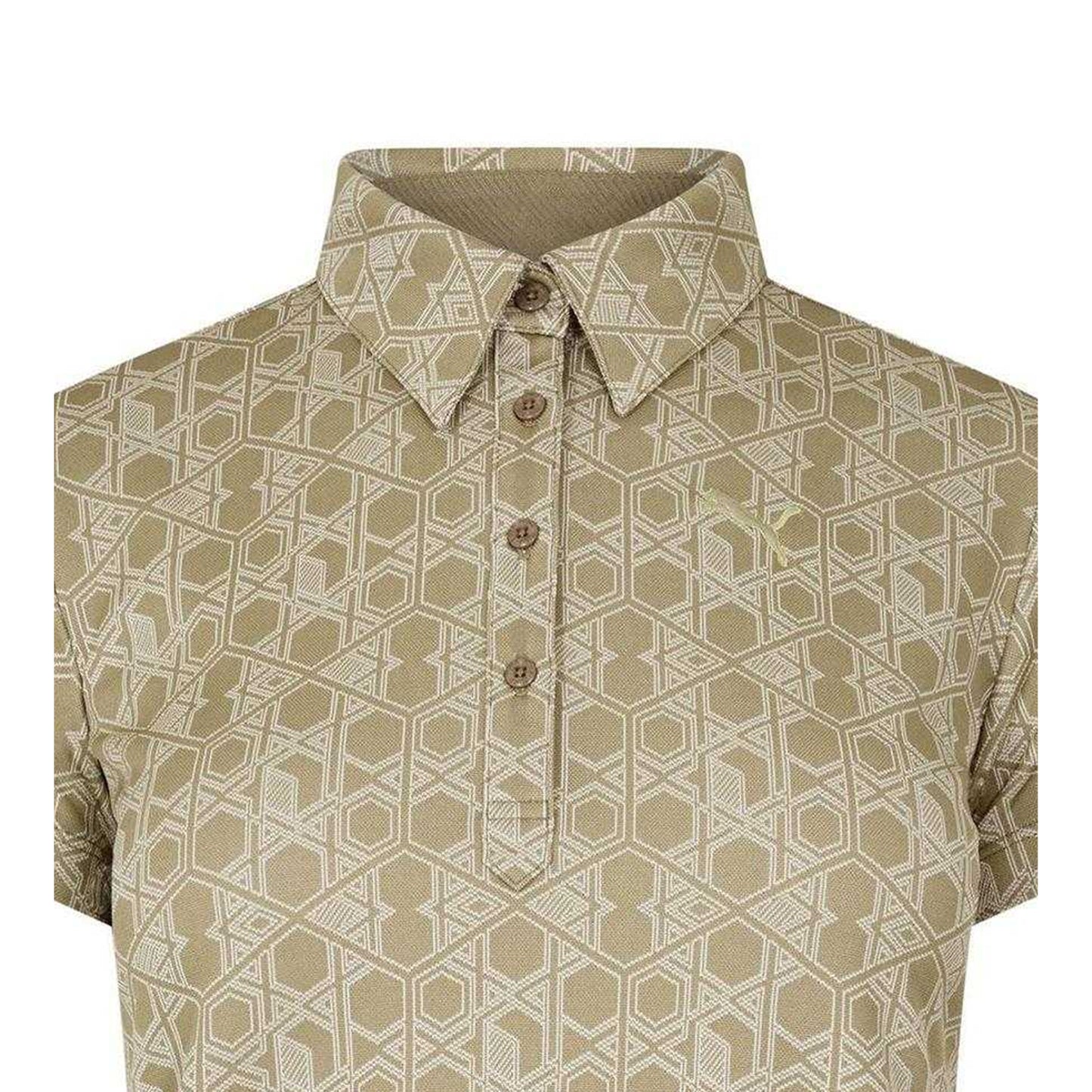 Beige - Side - Puma Womens-Ladies Hexagon Short-Sleeved Golf Polo Shirt