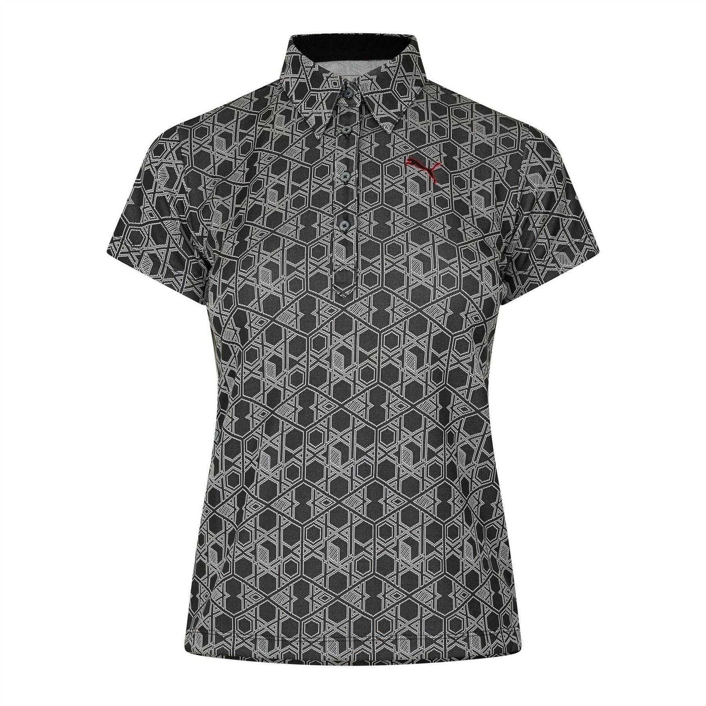 Grey - Front - Puma Womens-Ladies Hexagon Short-Sleeved Golf Polo Shirt