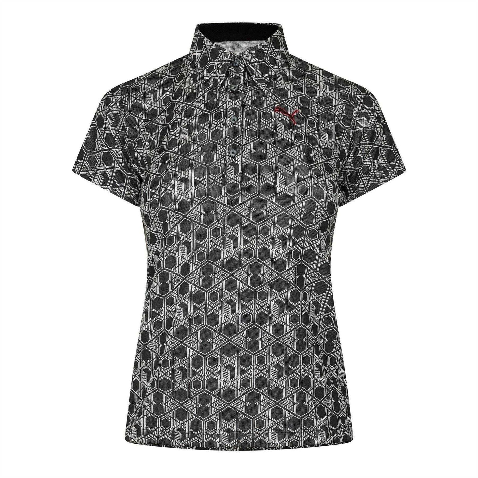 Grey - Front - Puma Womens-Ladies Hexagon Short-Sleeved Golf Polo Shirt