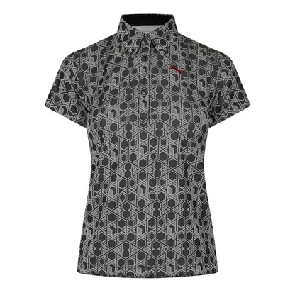 Grey - Front - Puma Womens-Ladies Hexagon Short-Sleeved Golf Polo Shirt