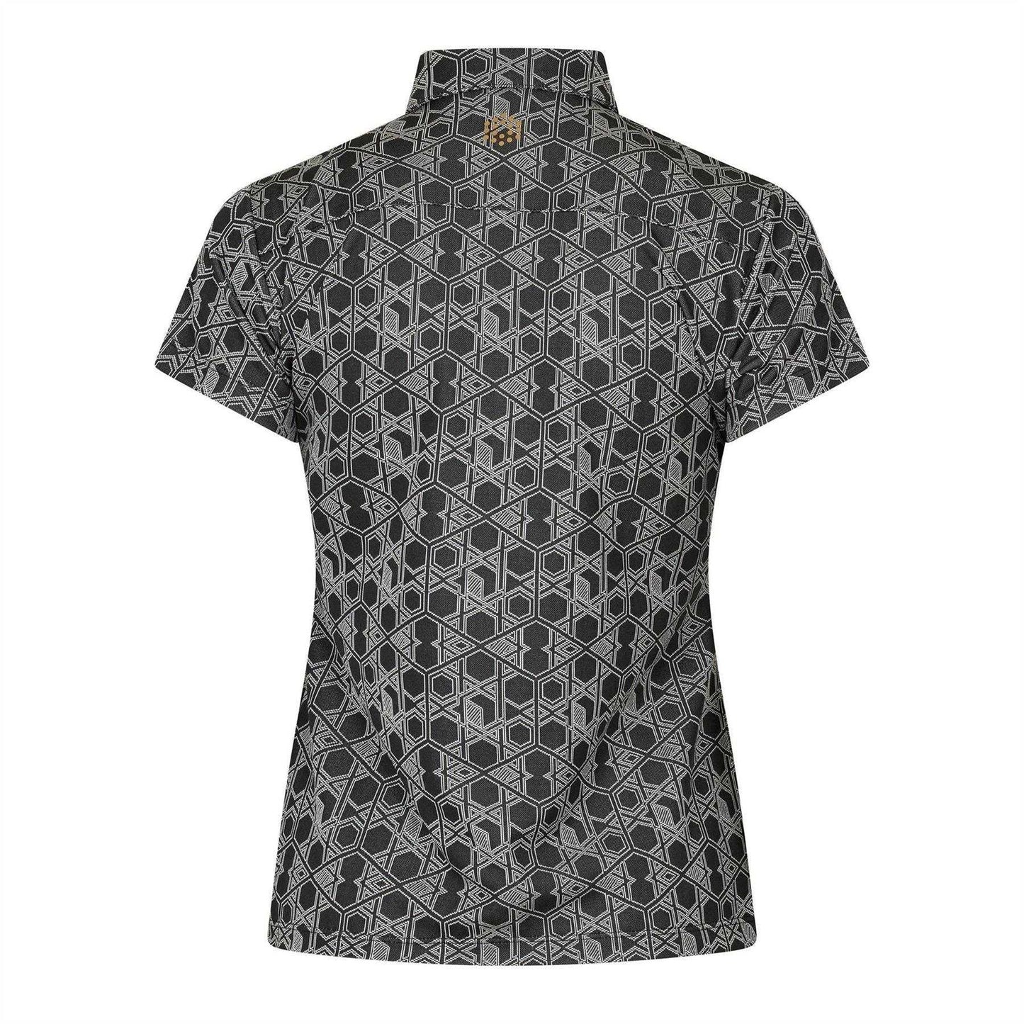 Grey - Back - Puma Womens-Ladies Hexagon Short-Sleeved Golf Polo Shirt