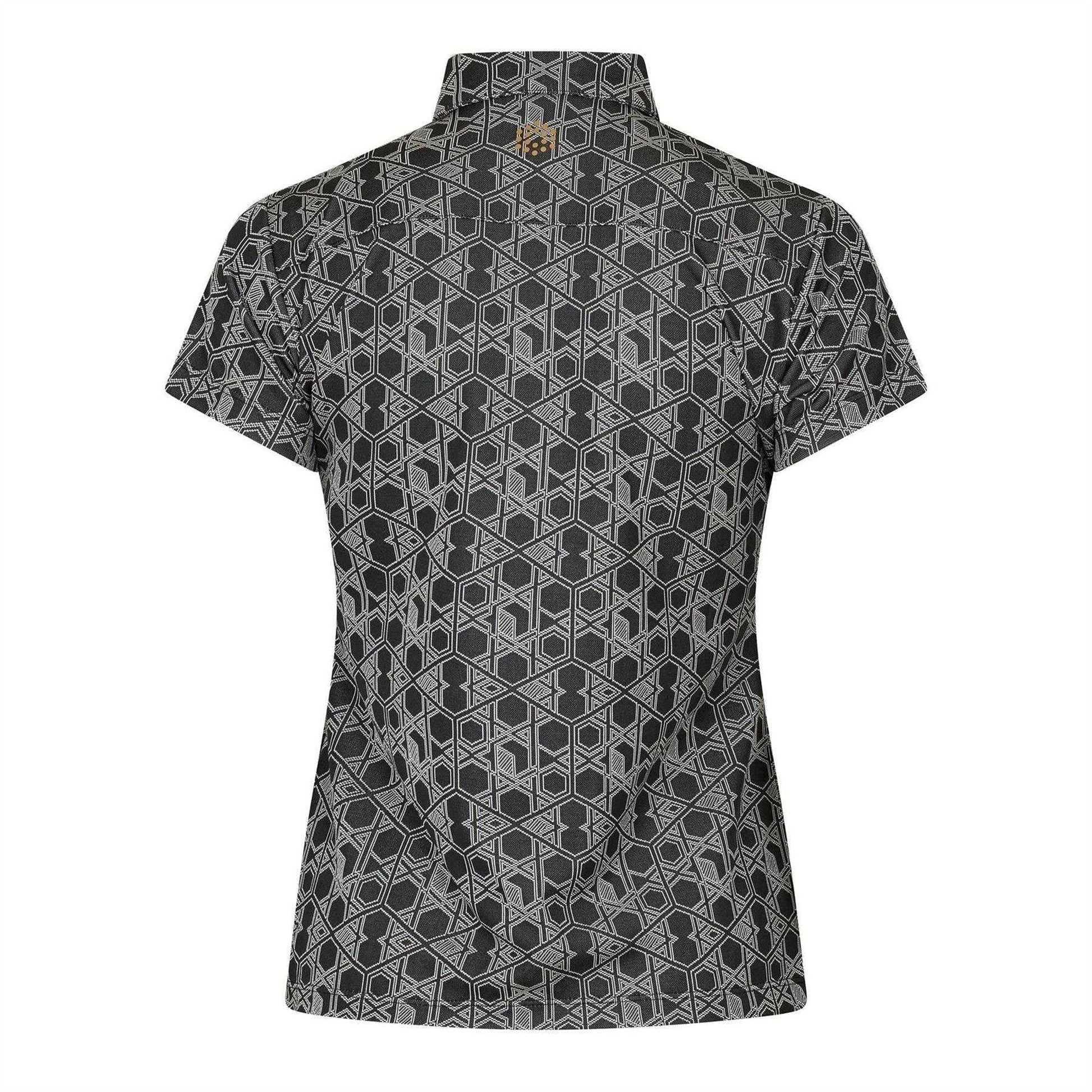 Grey - Back - Puma Womens-Ladies Hexagon Short-Sleeved Golf Polo Shirt