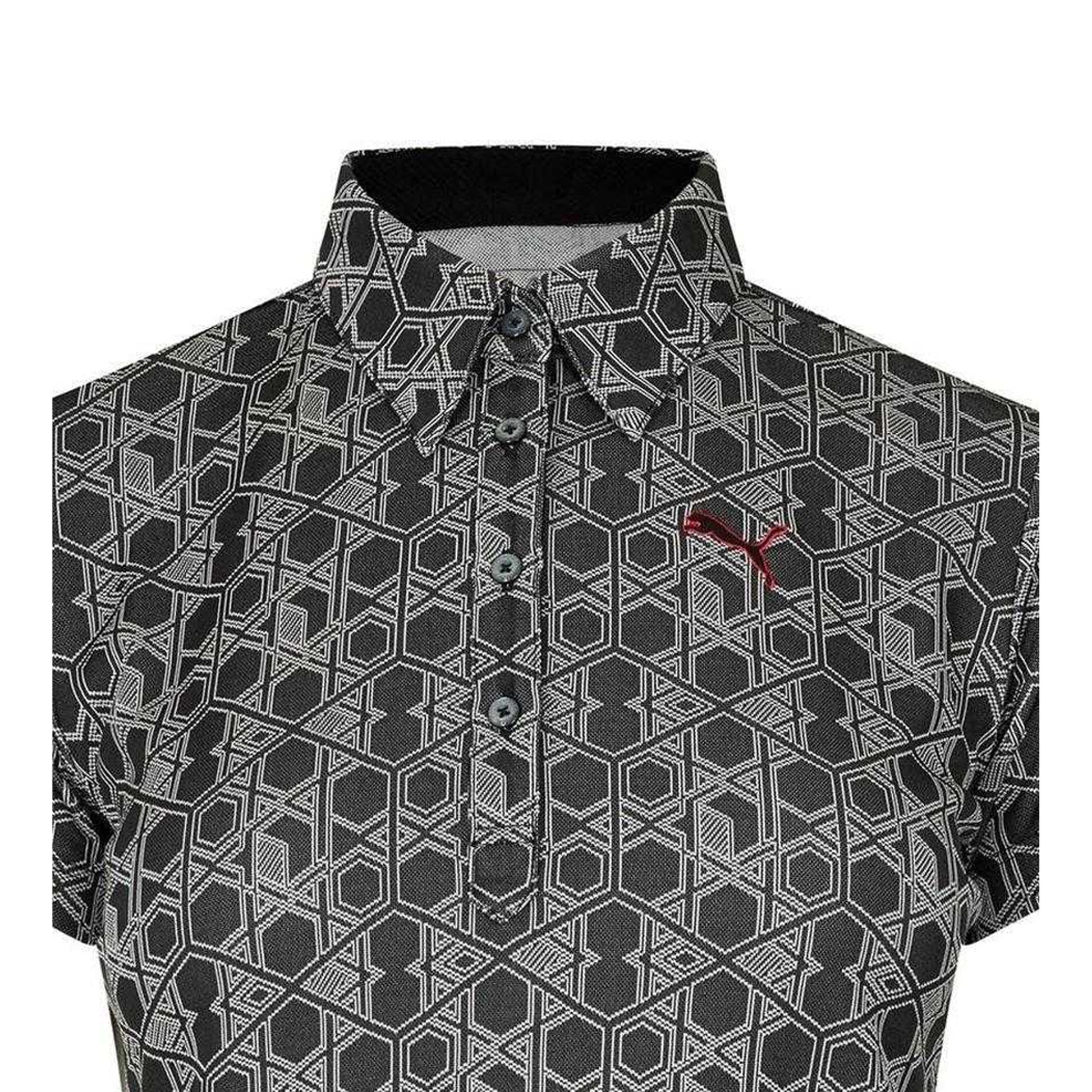Grey - Side - Puma Womens-Ladies Hexagon Short-Sleeved Golf Polo Shirt