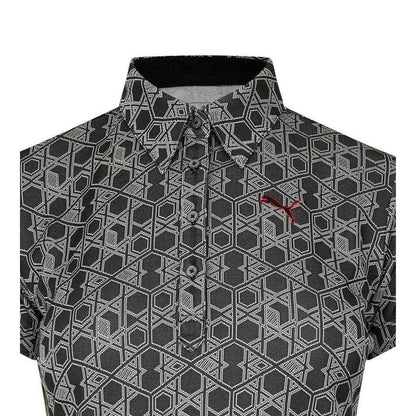 Grey - Side - Puma Womens-Ladies Hexagon Short-Sleeved Golf Polo Shirt