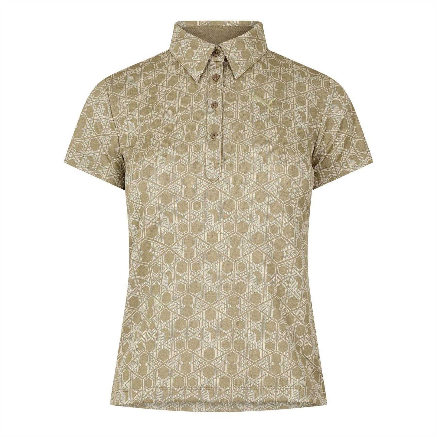 Beige - Front - Puma Womens-Ladies Hexagon Short-Sleeved Golf Polo Shirt