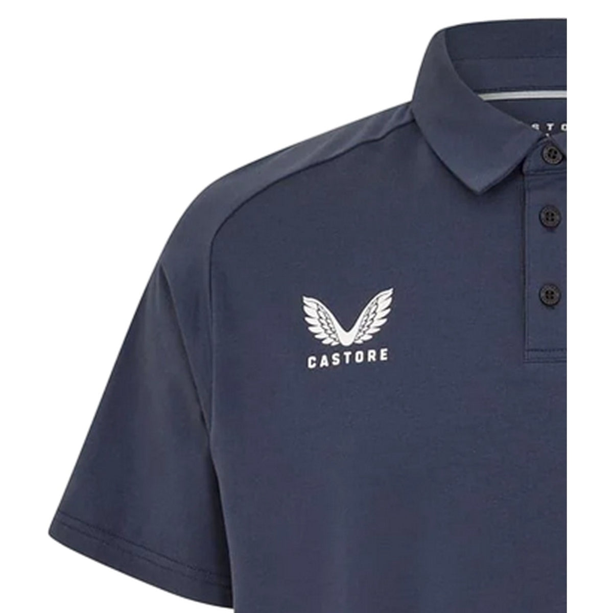 Navy - Side - Castore Mens England Rugby Travel Polo Shirt