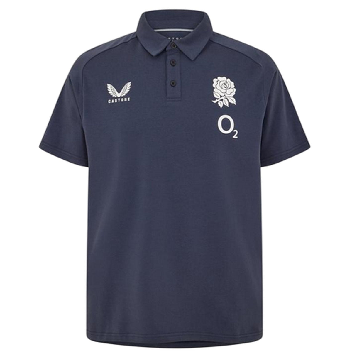Navy - Front - Castore Mens England Rugby Travel Polo Shirt