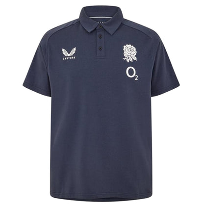 Navy - Front - Castore Mens England Rugby Travel Polo Shirt