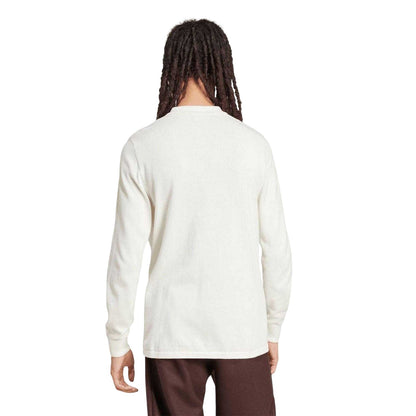 Off White - Back - Adidas Mens Originals Premium Long-Sleeved Polo Shirt
