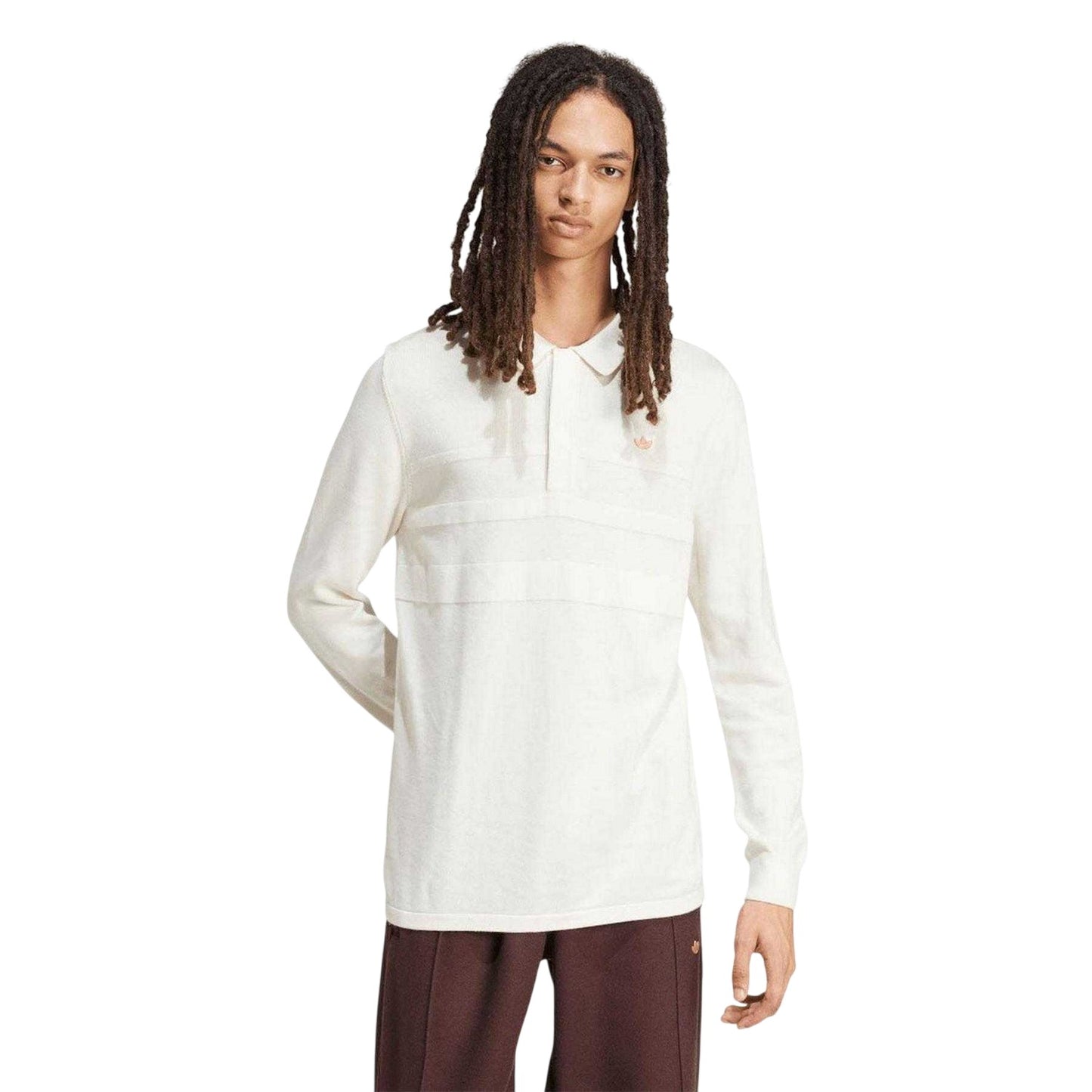 Off White - Side - Adidas Mens Originals Premium Long-Sleeved Polo Shirt