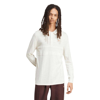 Off White - Side - Adidas Mens Originals Premium Long-Sleeved Polo Shirt