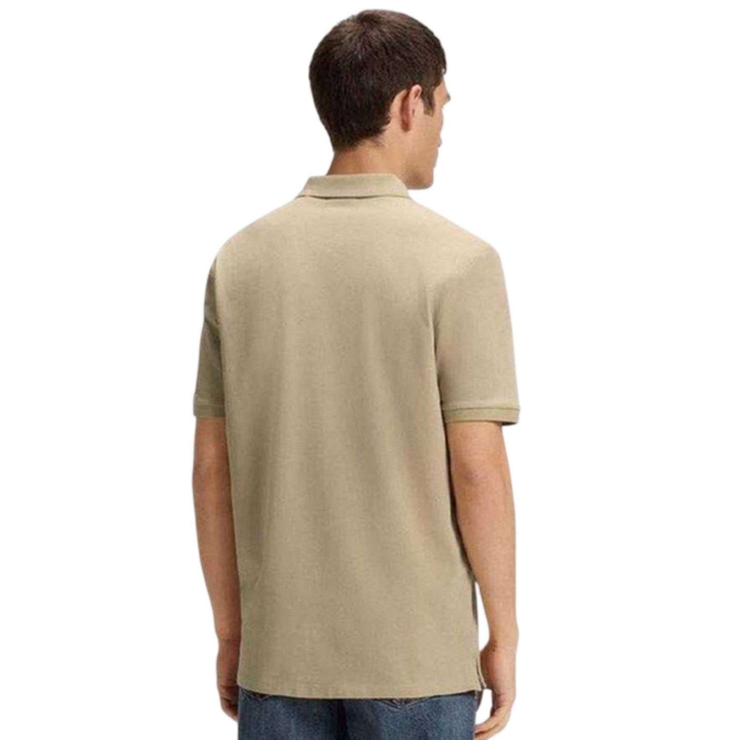 Beige - Back - Hugo Mens Logo Pique Polo Shirt