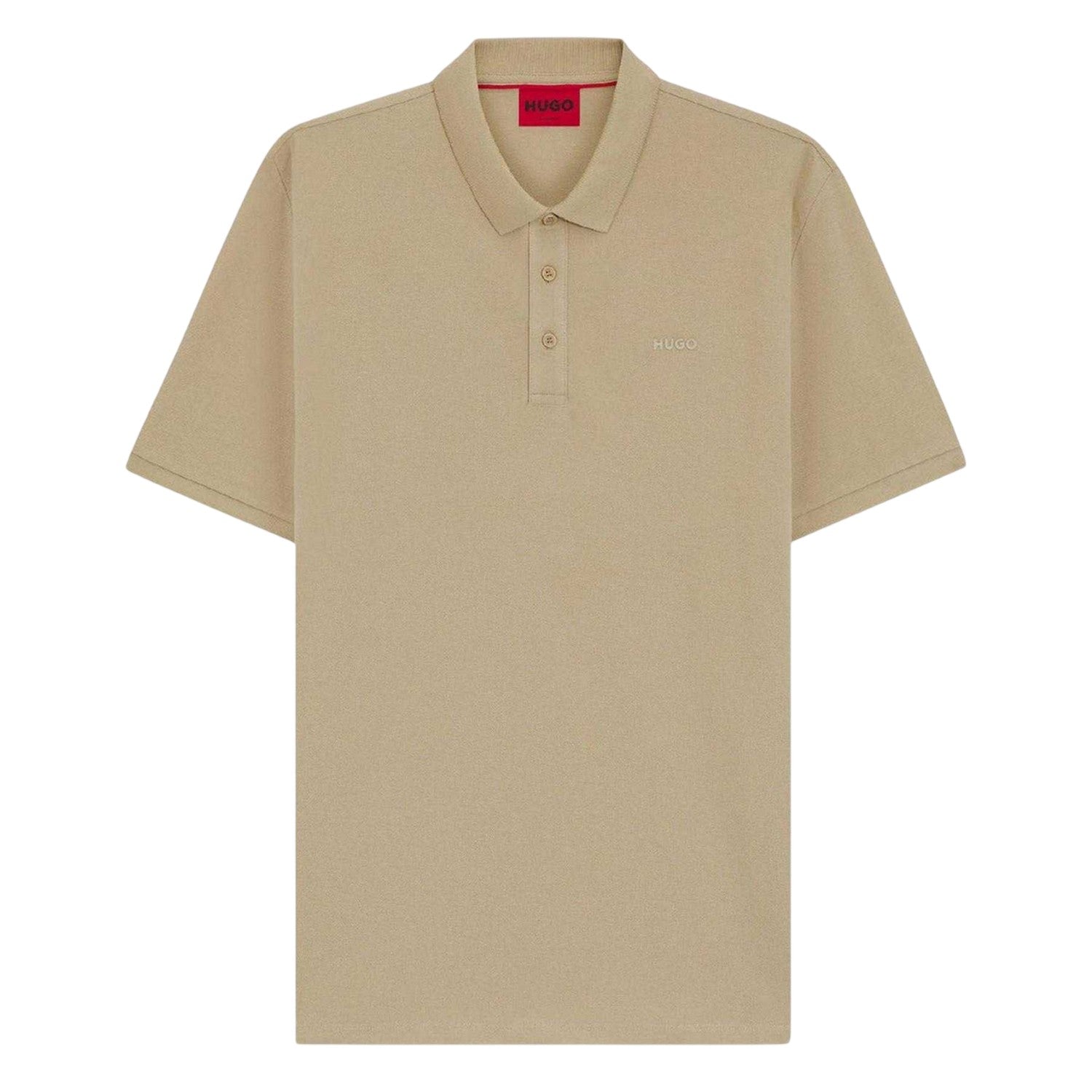Beige - Front - Hugo Mens Logo Pique Polo Shirt