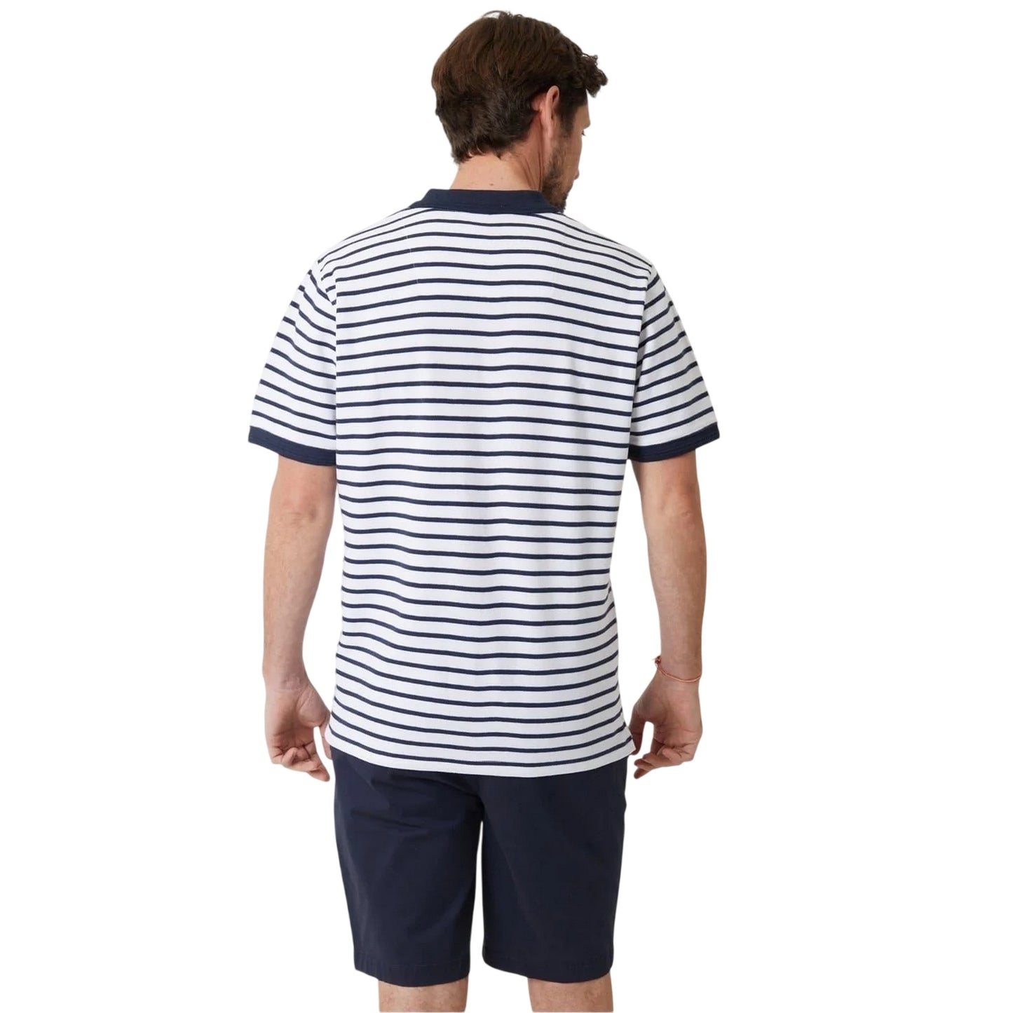 Navy-White - Back - Saltwell Mens Crail Striped Polo Shirt
