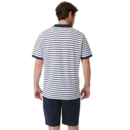 Navy-White - Back - Saltwell Mens Crail Striped Polo Shirt