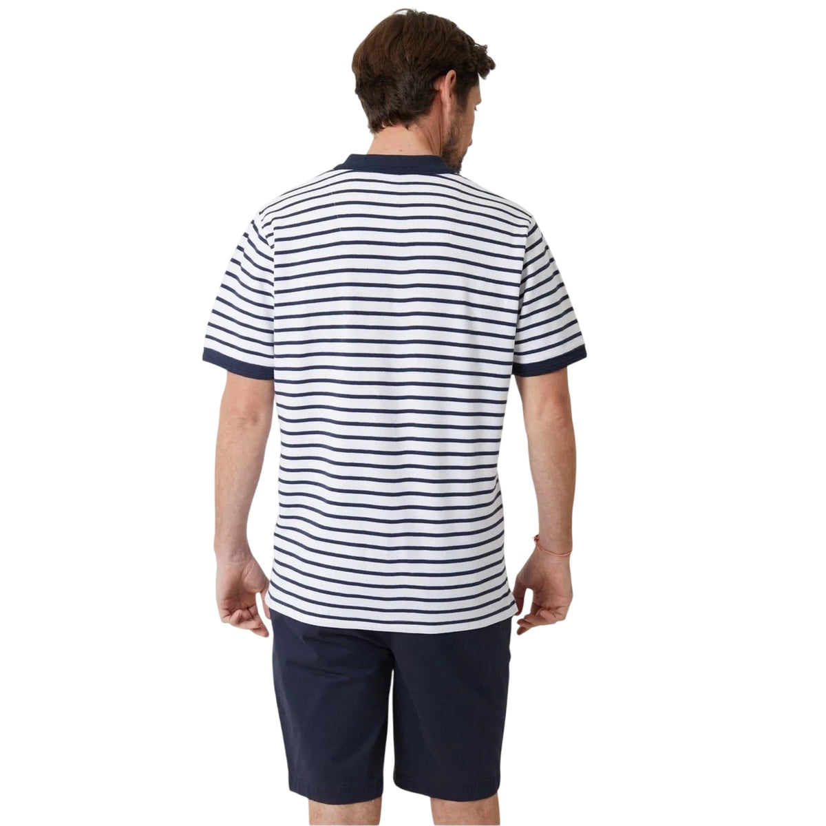 Navy-White - Back - Saltwell Mens Crail Striped Polo Shirt