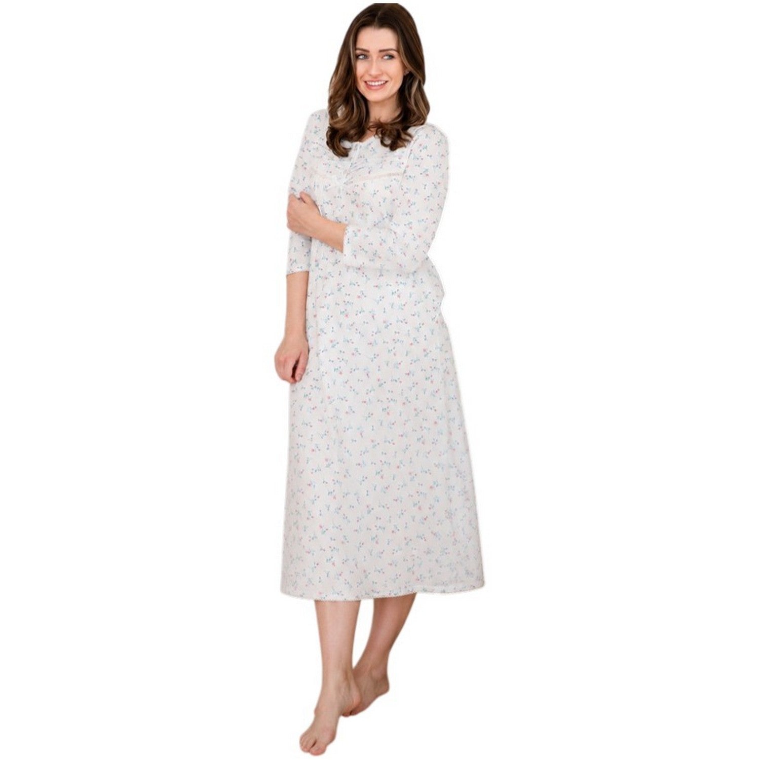 Ivory - Lifestyle - Camille Womens-Ladies Organic Cotton Long-Sleeved Nightdress