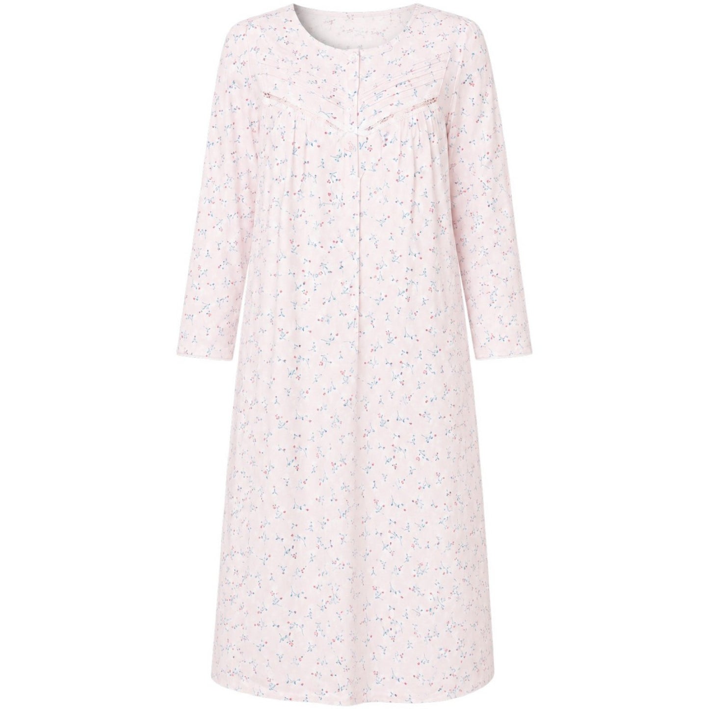 Pink - Front - Camille Womens-Ladies Organic Cotton Long-Sleeved Nightdress