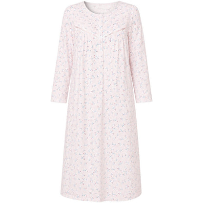Pink - Front - Camille Womens-Ladies Organic Cotton Long-Sleeved Nightdress
