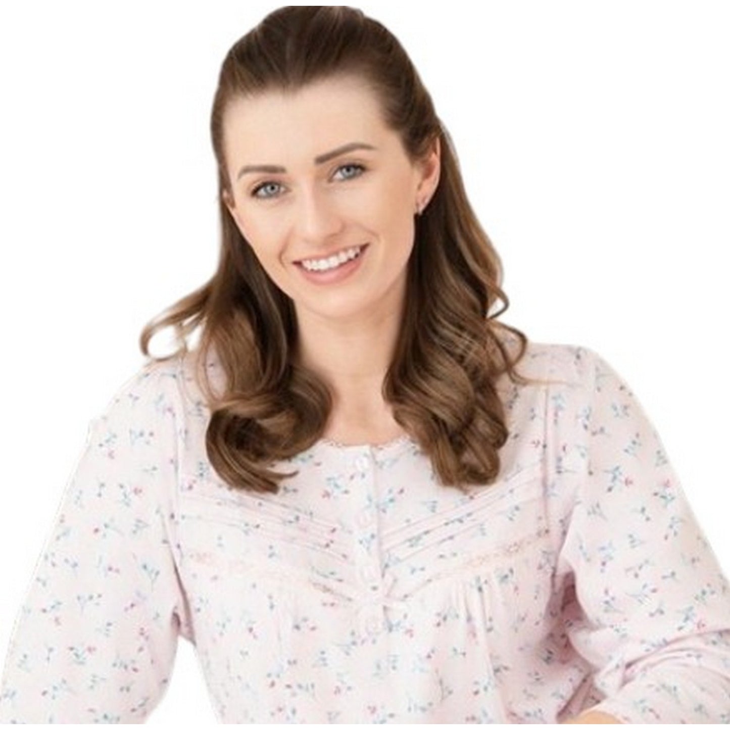 Pink - Back - Camille Womens-Ladies Organic Cotton Long-Sleeved Nightdress
