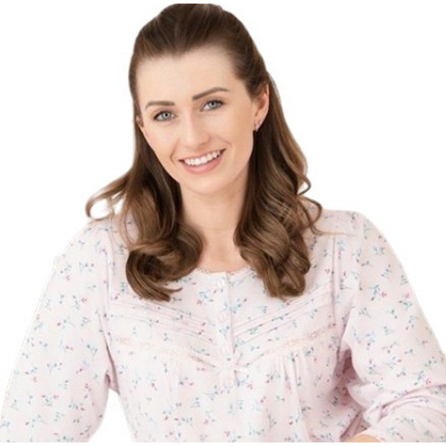 Pink - Back - Camille Womens-Ladies Organic Cotton Long-Sleeved Nightdress