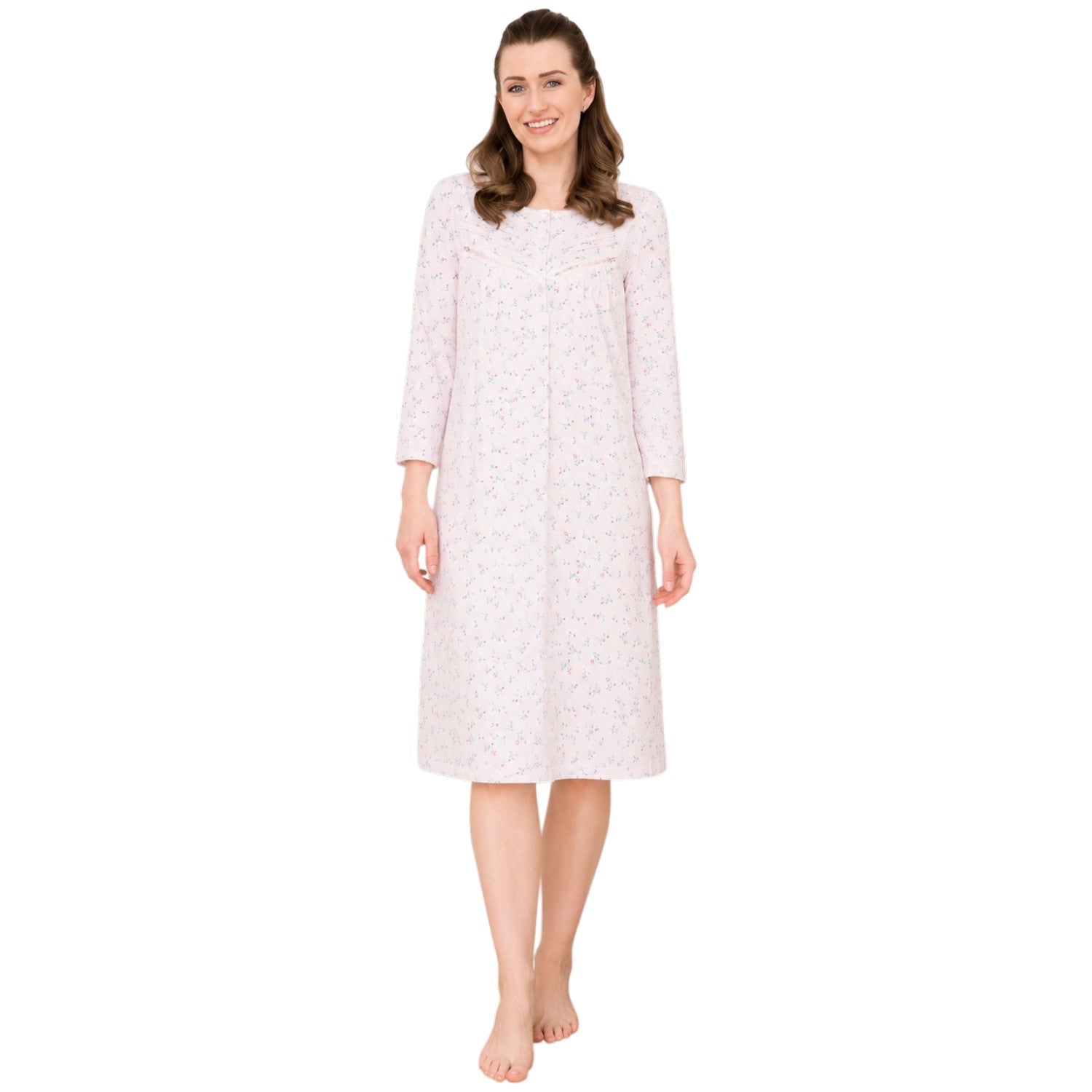 Pink - Lifestyle - Camille Womens-Ladies Organic Cotton Long-Sleeved Nightdress