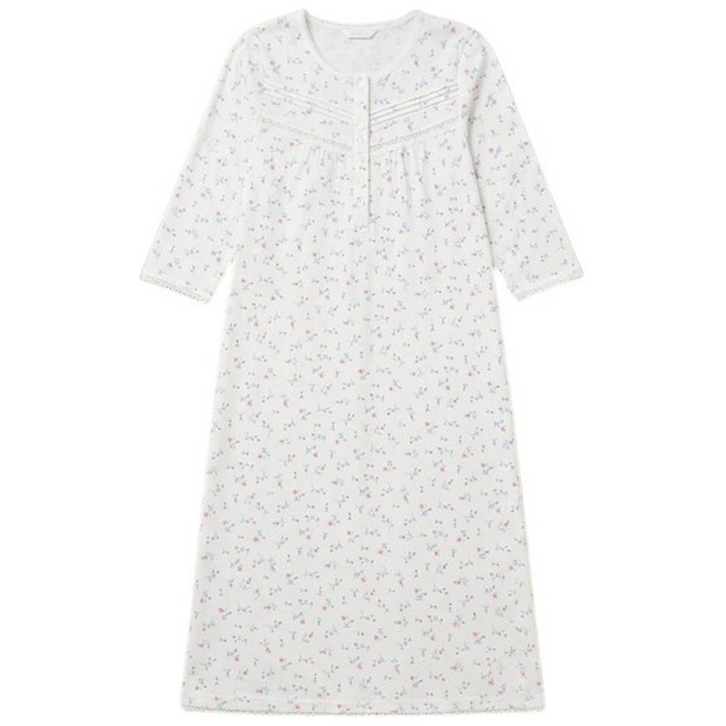 Ivory - Front - Camille Womens-Ladies Organic Cotton Long-Sleeved Nightdress
