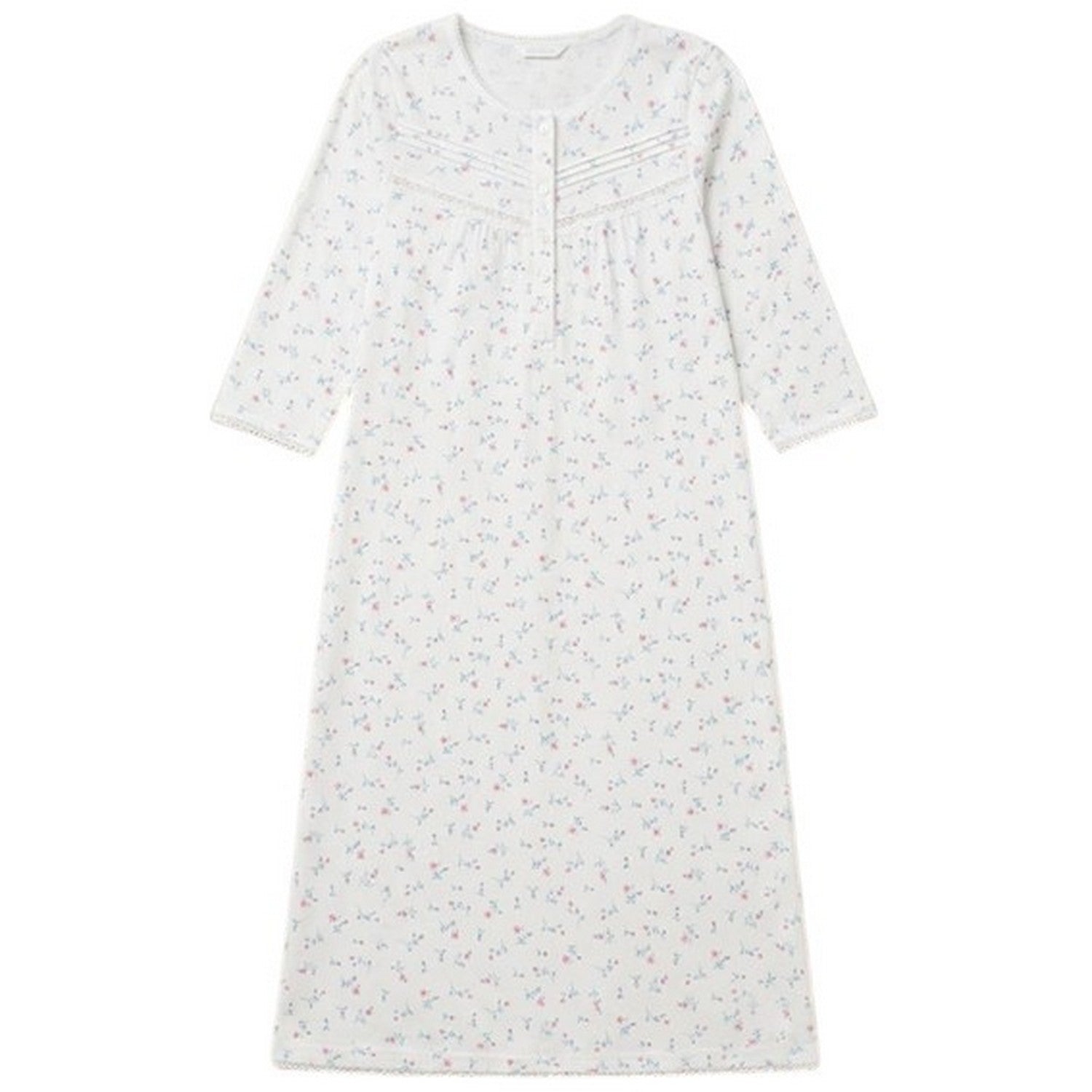 Ivory - Front - Camille Womens-Ladies Organic Cotton Long-Sleeved Nightdress