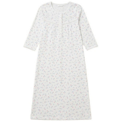 Ivory - Front - Camille Womens-Ladies Organic Cotton Long-Sleeved Nightdress