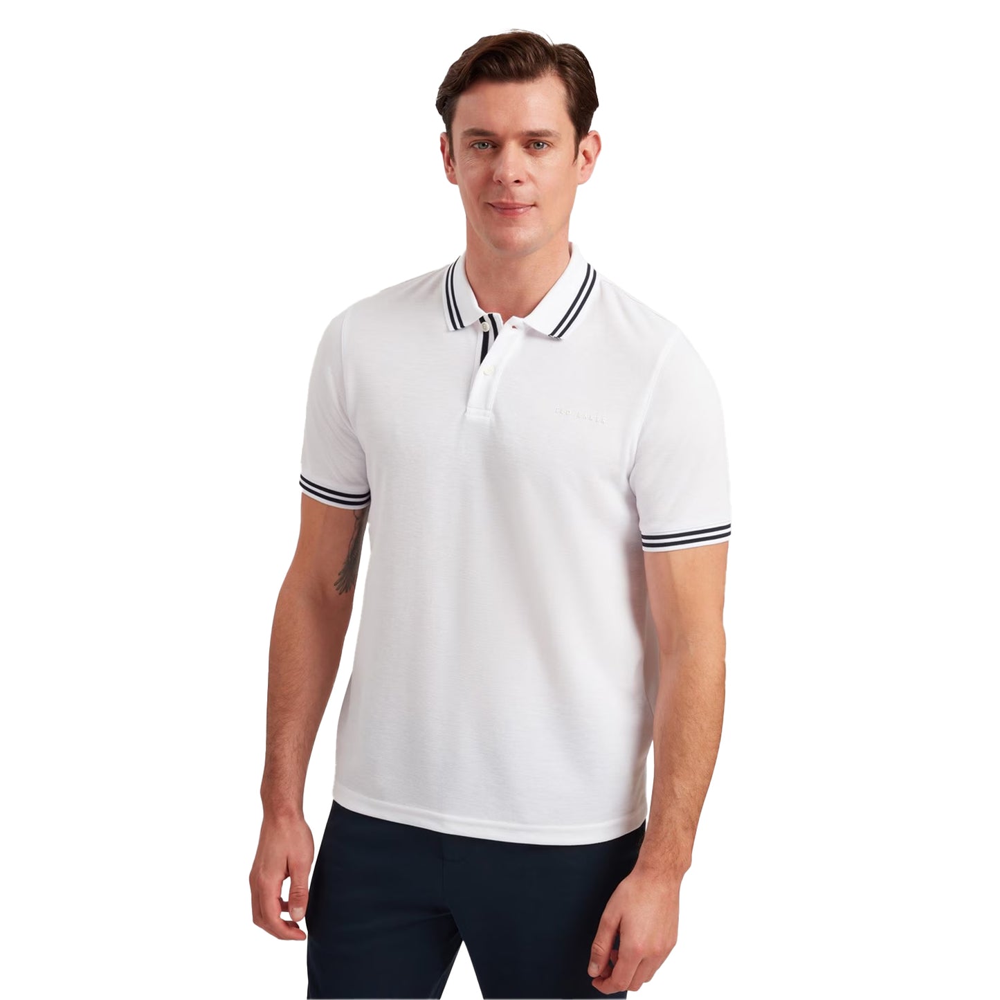 White - Side - Ted Baker Mens Tipped Regular Polo Shirt