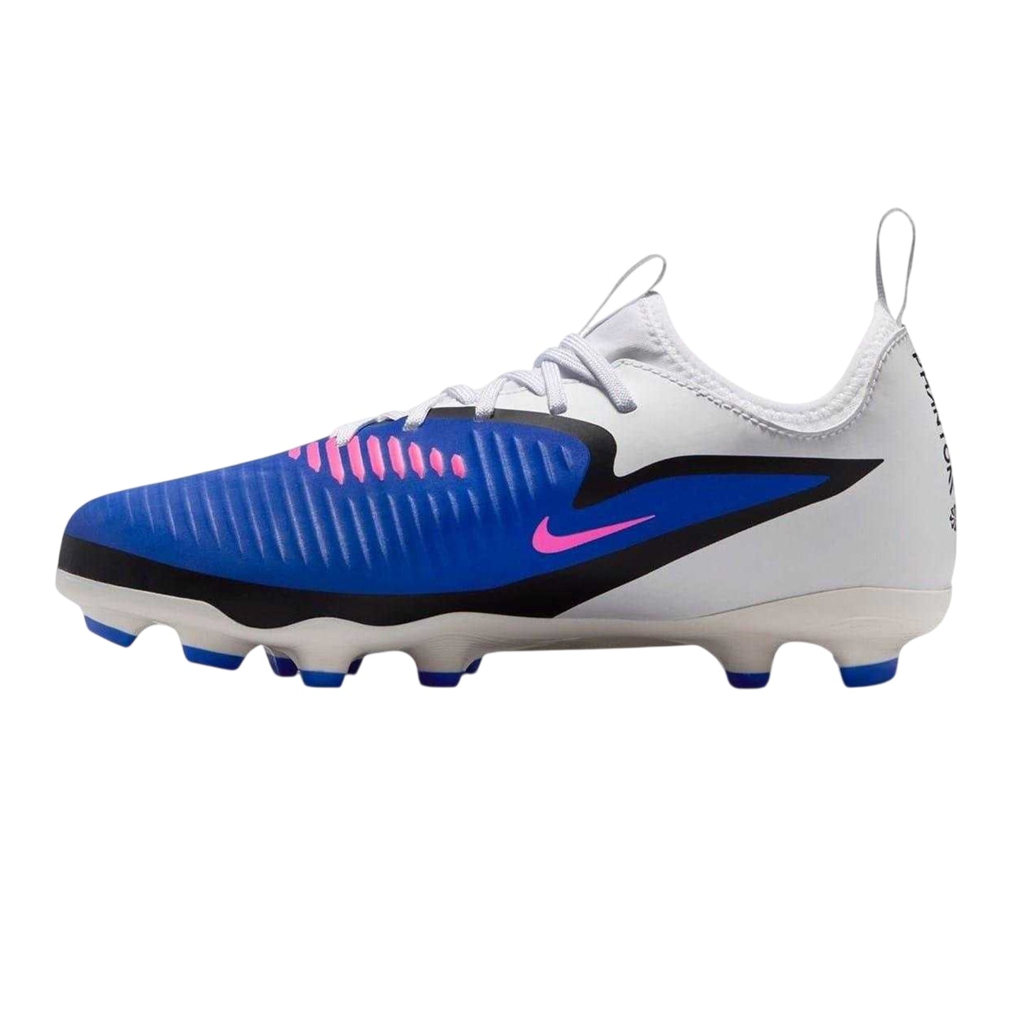 Blue-White-Pink - Front - Nike Childrens-Kids Academy Training Firm Ground Football Boots