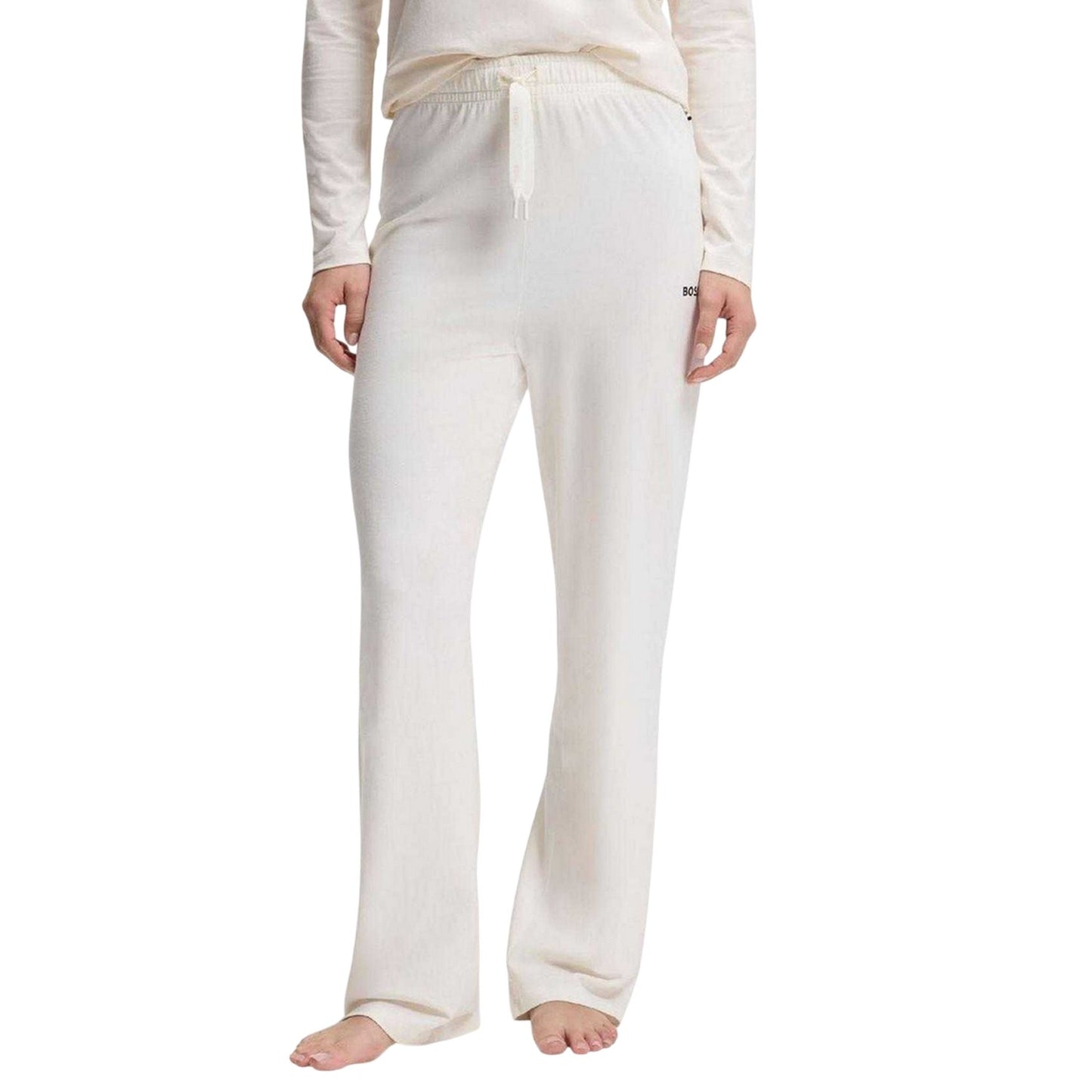 White - Side - Boss Womens-Ladies Cotton Logo Pyjama Bottoms