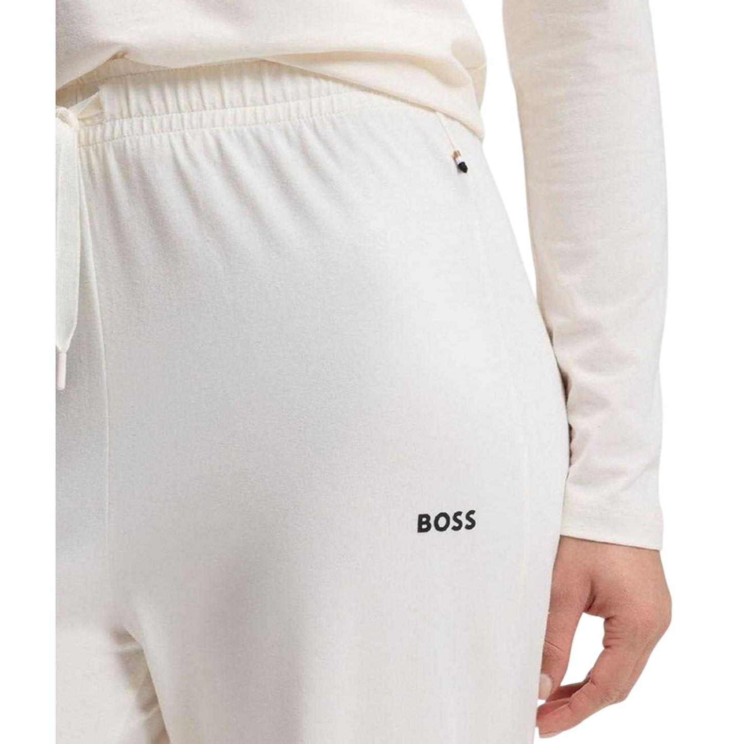 White - Lifestyle - Boss Womens-Ladies Cotton Logo Pyjama Bottoms