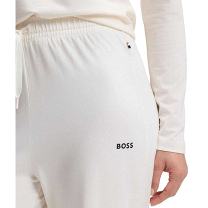 White - Lifestyle - Boss Womens-Ladies Cotton Logo Pyjama Bottoms