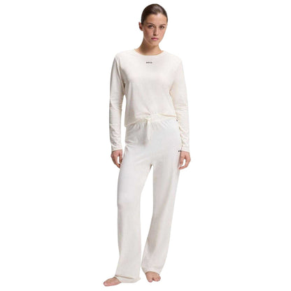 White - Pack Shot - Boss Womens-Ladies Cotton Logo Pyjama Bottoms