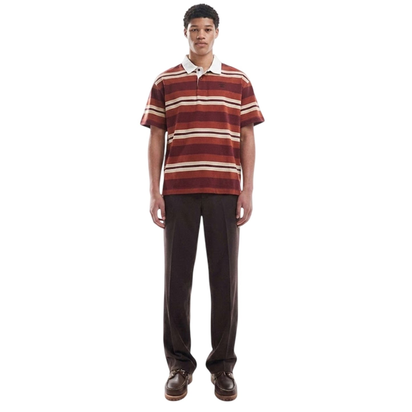 Burnt Henna - Lifestyle - Timberland Mens Striped Logo Rugby Shirt