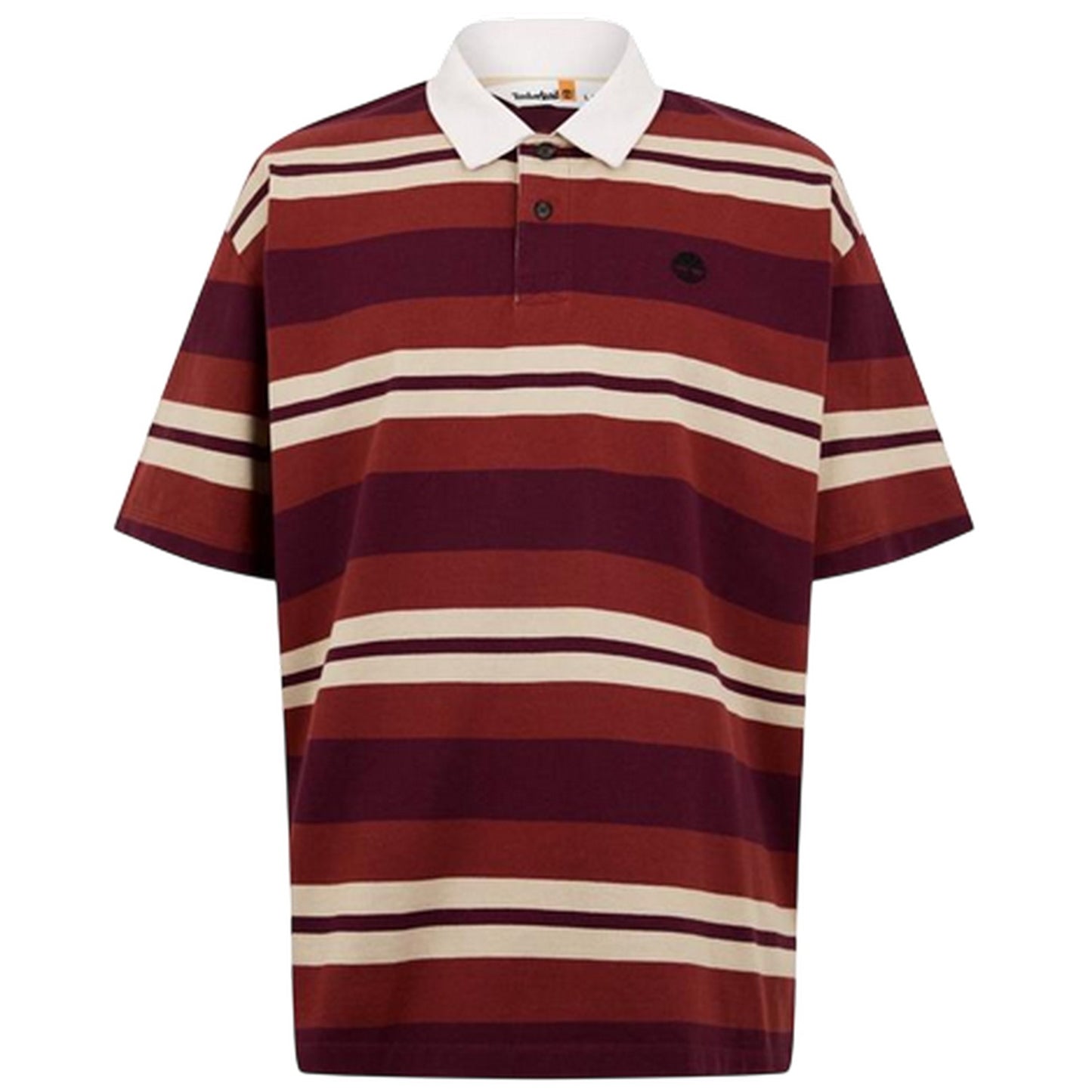Burnt Henna - Front - Timberland Mens Striped Logo Rugby Shirt
