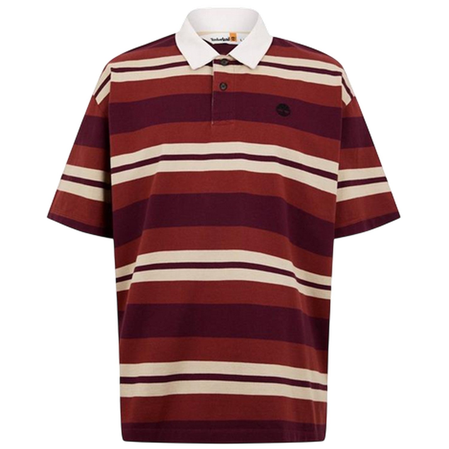 Burnt Henna - Front - Timberland Mens Striped Logo Rugby Shirt