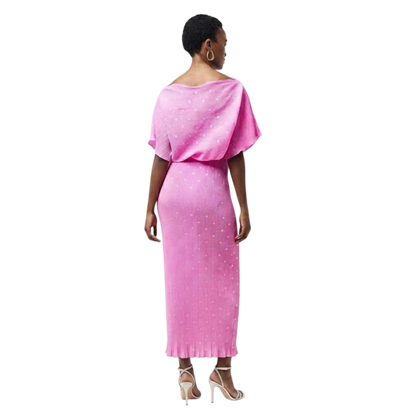 Pink - Back - Never Fully Dressed Womens-Ladies Off Shoulder Maxi Dress