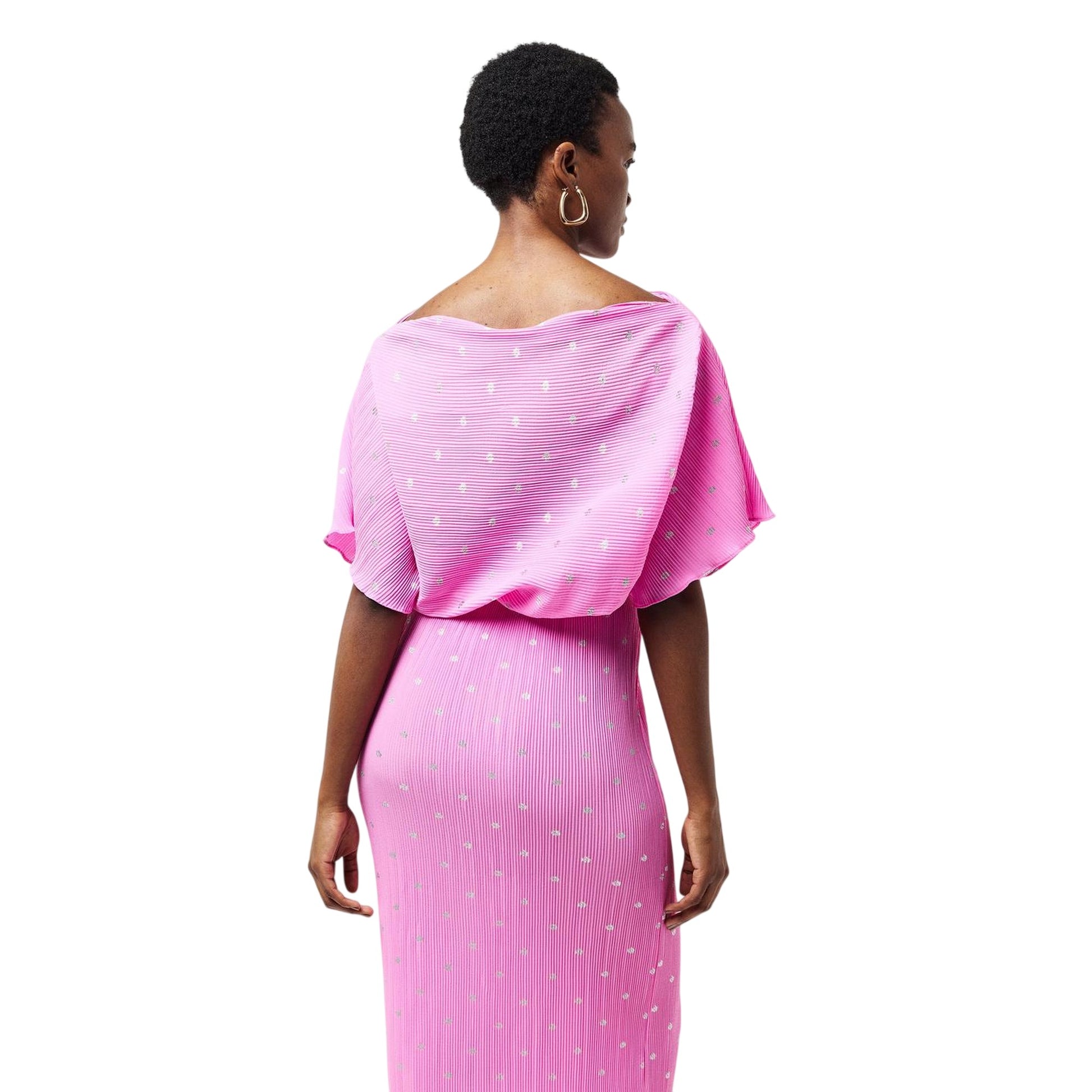 Pink - Side - Never Fully Dressed Womens-Ladies Off Shoulder Maxi Dress