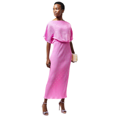 Pink - Pack Shot - Never Fully Dressed Womens-Ladies Off Shoulder Maxi Dress