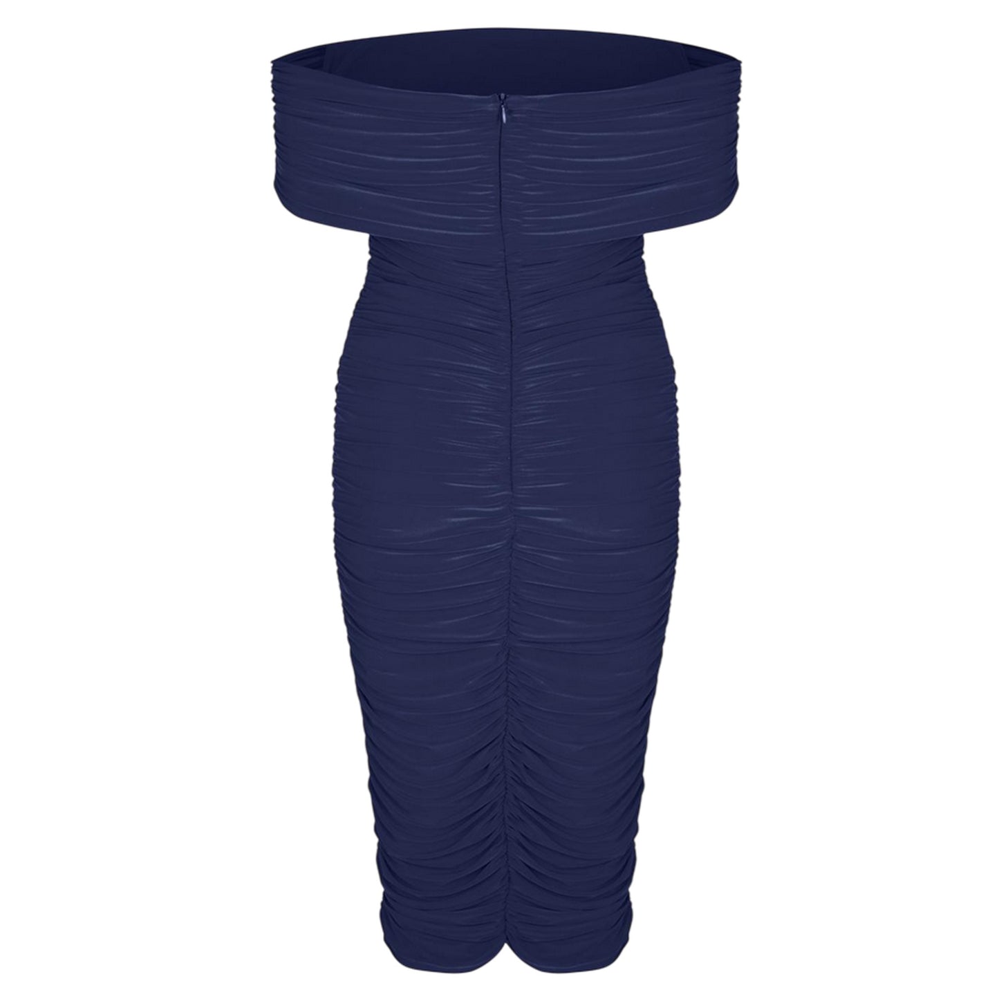 Navy - Back - Biba Womens-Ladies Ruched Off Shoulder Bodycon Midi Dress